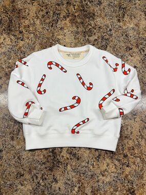 Kids White Candy Cane Print Pajama Top by (no brand)
